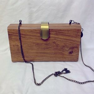 French Connection wood purse /clutch